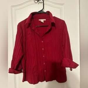 Red button down blouse